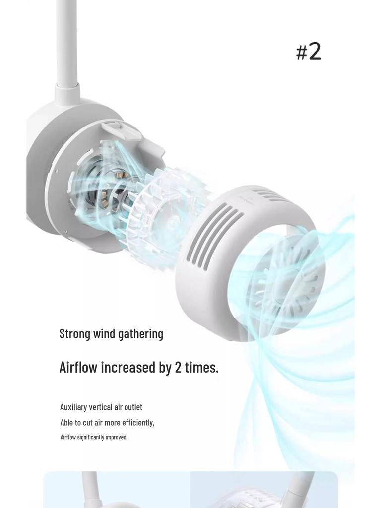 Ji Su Portable Wearable Neck Fan - Low Noise, Leafless, USB Rechargeable