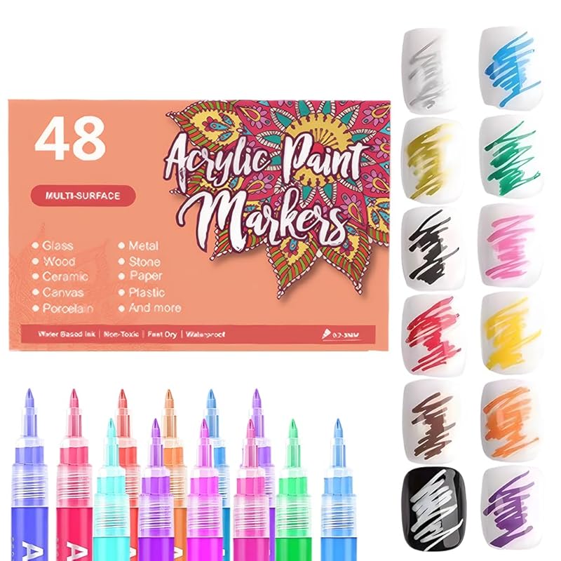 3D 0.7MM Quick Dry Essentials Nail Art Pens Set Spring Summer for Nail Art Design Acrylic Paint Makers Drawing Point Liner Pen Dotting Tools