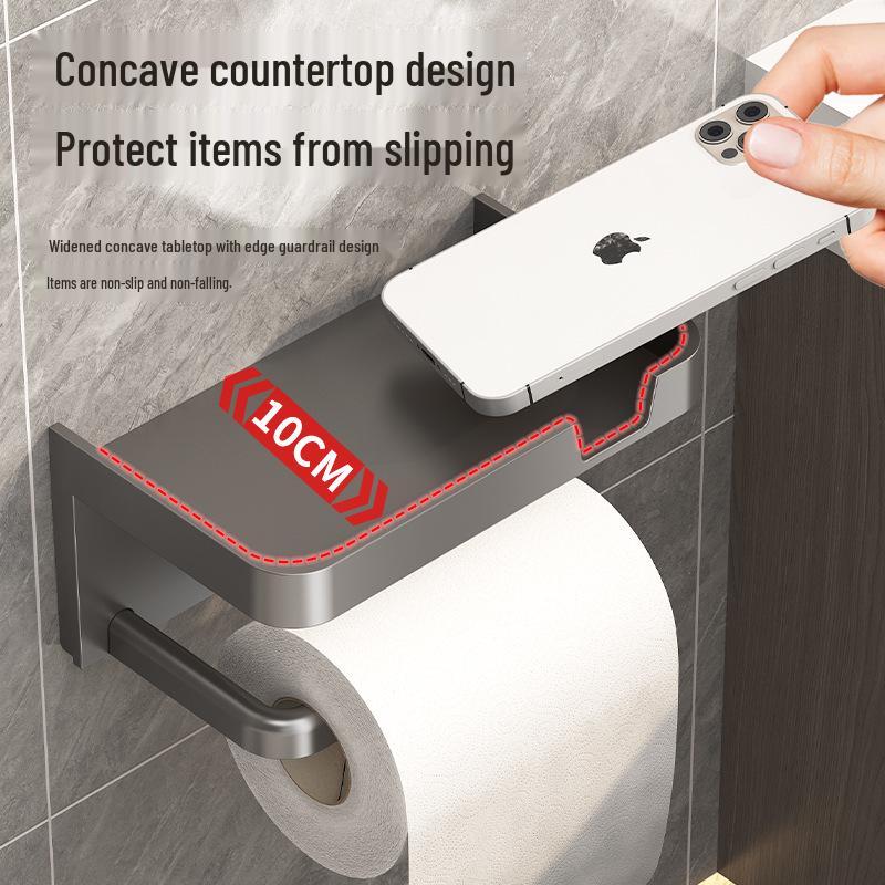 Wall-Mounted No-Punch Bathroom Tissue and Towel Holder