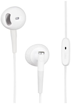 Audio Technica WH Ohrhörer kabelgebunden mit Mikrofon weiß ATH-C200IS halboffen