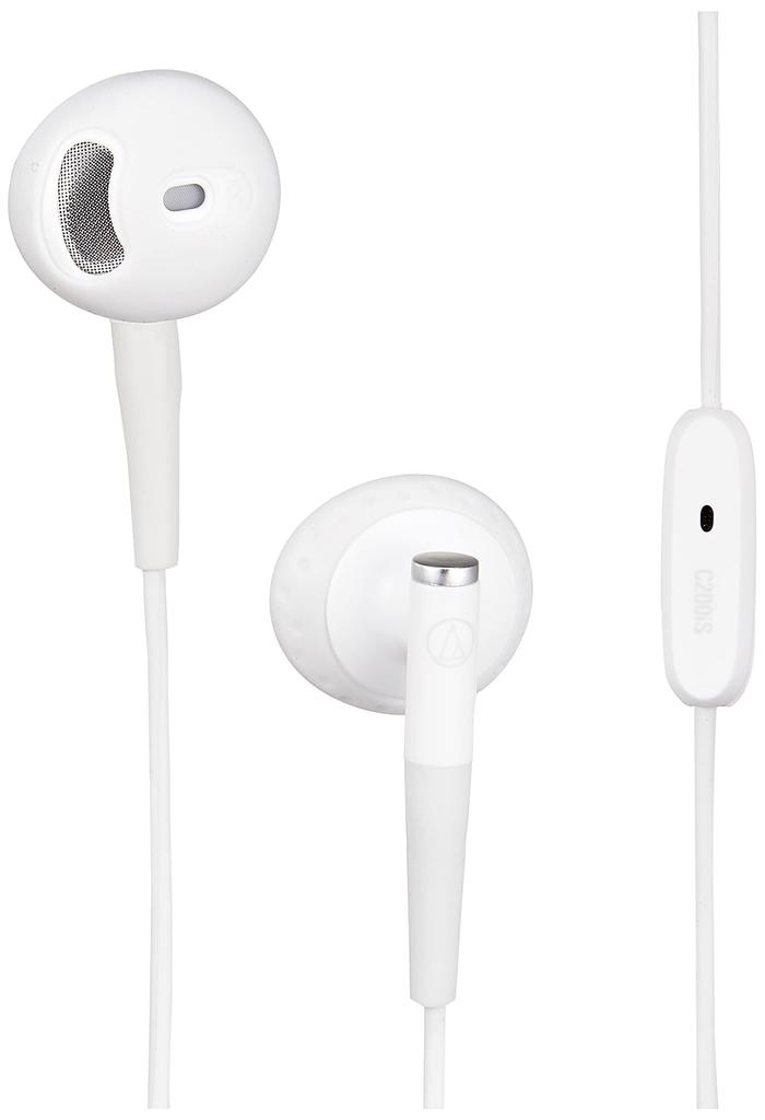 Audio-Technica ATH-C200IS WH Wired Earphones with Microphone, Semi-Open Headphones, White