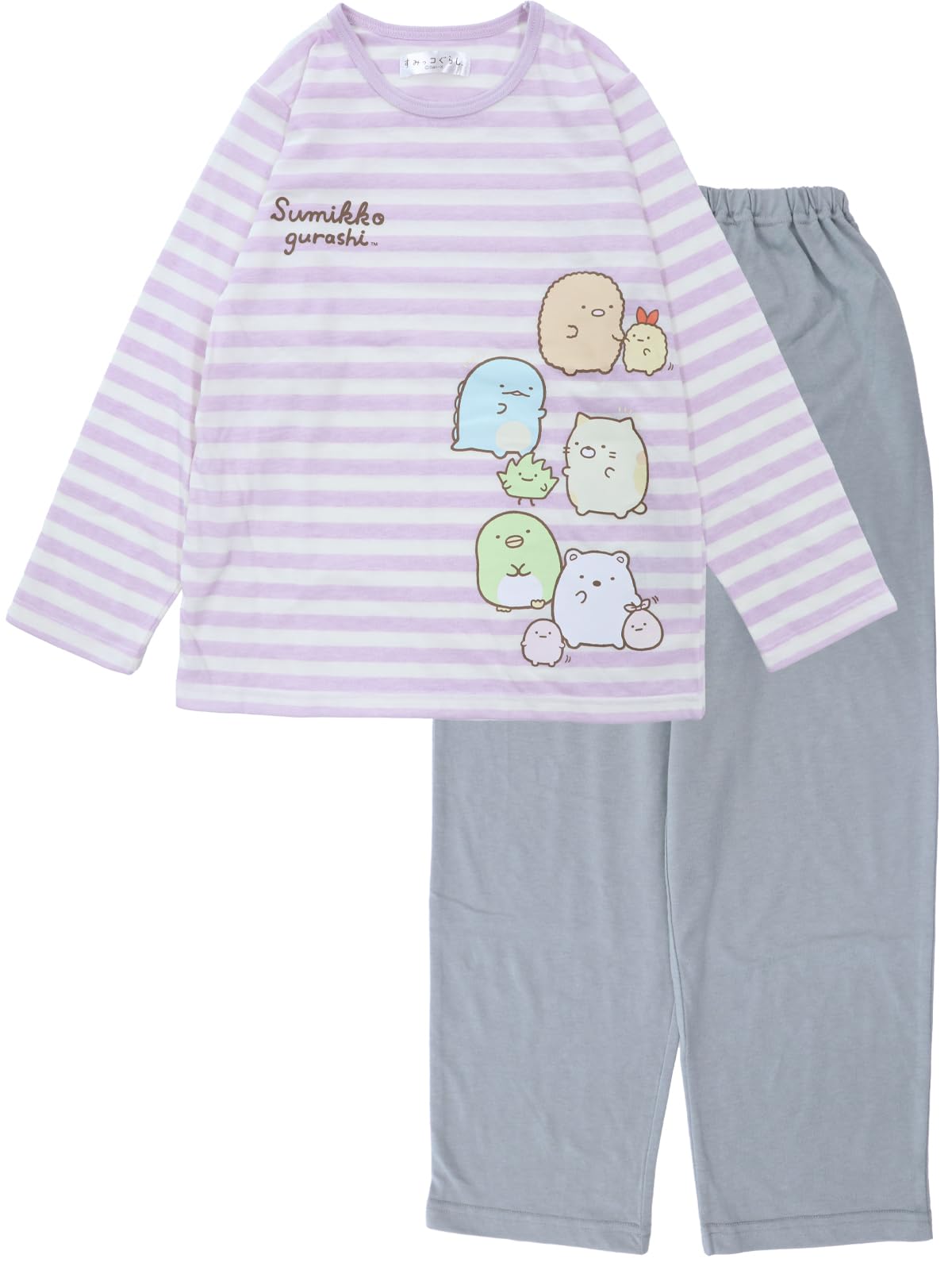 

Sumikkogurashi Kids Long Striped 150cm [Kaitak Family] Pajamas, Sleeves, Pattern, Spring/Autumn, Green/Purple, 130cm, 140cm, (140cm, Purple) фиолетовый