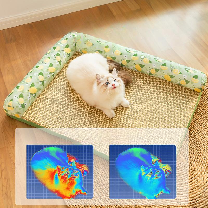 Pet House Summer L-shaped Enclosure Mat Kennel Cool Breathable Small and Medium-sized Dog Bed Cat Summer Cat Mat