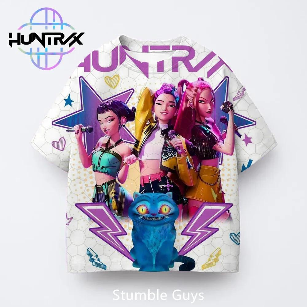Kpop Demon Hunters Harajuku 3D Print Sports Quick-dry Breathable Boy Girl T-shirt Street Hip-hop Fashion Children Short-sleeve