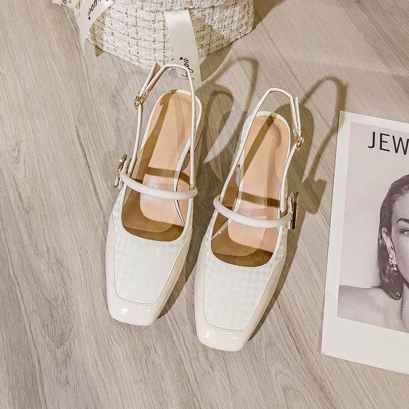 

Французские туфли Мэри Джейн, сандалии на каблуке, женские летние 2025, новые туфли на толстом каблуке с квадратным носком на высоком каблуке 34