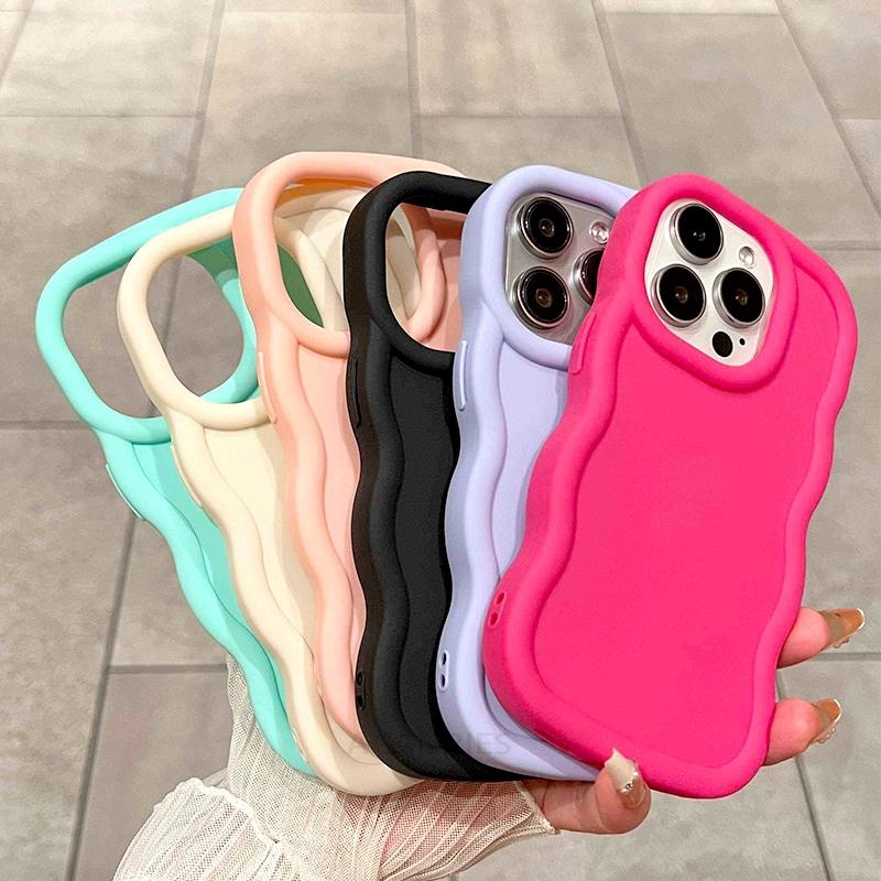Cute Candy Wavy Silicone Case For 16 11 12 13 14 15 Pro Max 7 8 Plus Iphone16 16pro 16plus X Xs Soft Back Cover Se