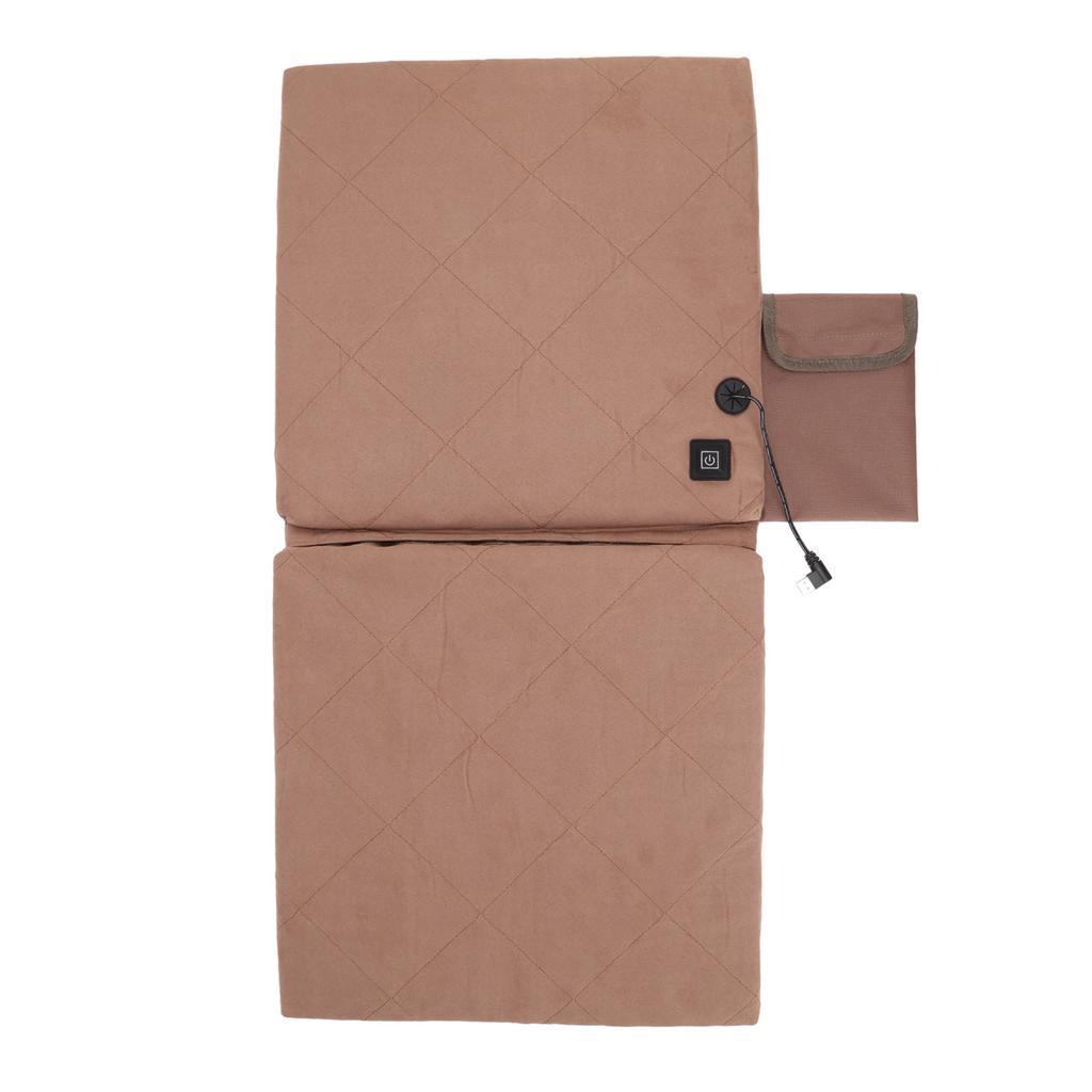 Electric Heating Seat Cushion Foldable Stadium Seats Heated Cover Pads with Backrest for Camping Fishing Hunting Khaki