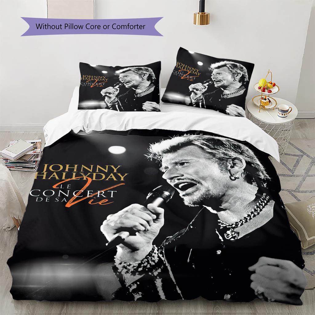 1PC Johnny Hallyday pattern Bedding Quilt Set Quilt Cover Pillowcase Home Decoration Birthday Gift (1 * duvet cover + 19 * pillowcase, without core)