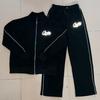Mens Streetwear Set: Reflective Letter Print Zip-Up Hooded Jacket Long Pants