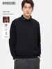 WOOG2005 Herrstickad Tröja i Två Delar med Falsk Krage, Svart - Höst/Vinter 2025 Casual Stil