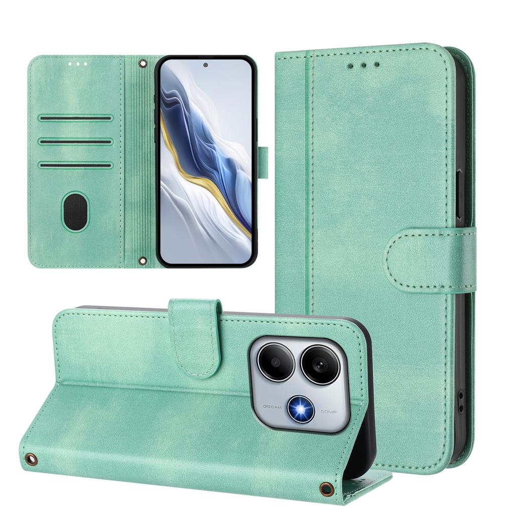 Für Xiaomi Redmi Note 14 4G (164,84 x 78,15 x 8,16 mm) Hüllen Brieftasche Ständer Retro Textur Leder Handyhülle mit Lanyard