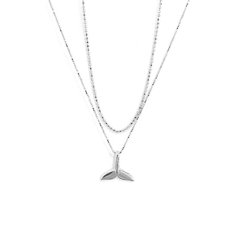 Exquisite Fishtail Double Layer Necklace for Female Minority Design Sense Summer Ocean New Versatile Neckchain