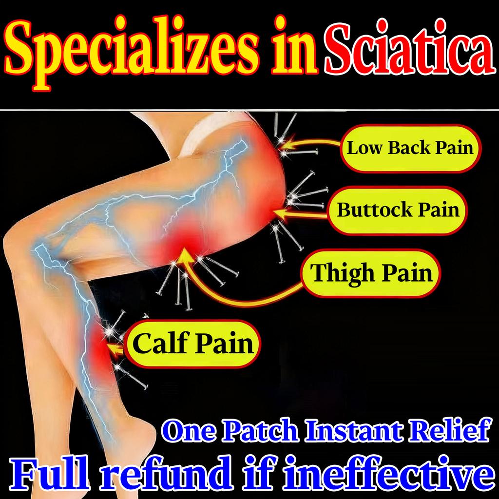 Hypoallergenic Herbal Sciatica Patch - Relieves Leg & Buttock Pain Sensitive Skin OK