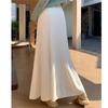 Off-white High-Waisted Pleated A-line Knit Skirt for Women - Petite Korean Style, Autumn/Winter Wear