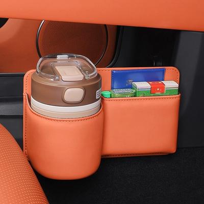 Multi-Function Leather Car Seat Back & Door Storage Organizer Cup Holder Phone Slot Trash Bin Storage Box Interior Accessories