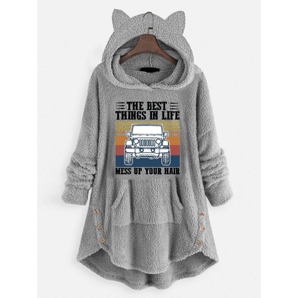 Autumn and Winter Hoodie, Women's Hooded Long Sleeved Double-sided Velvet Women's Oversized Jacket