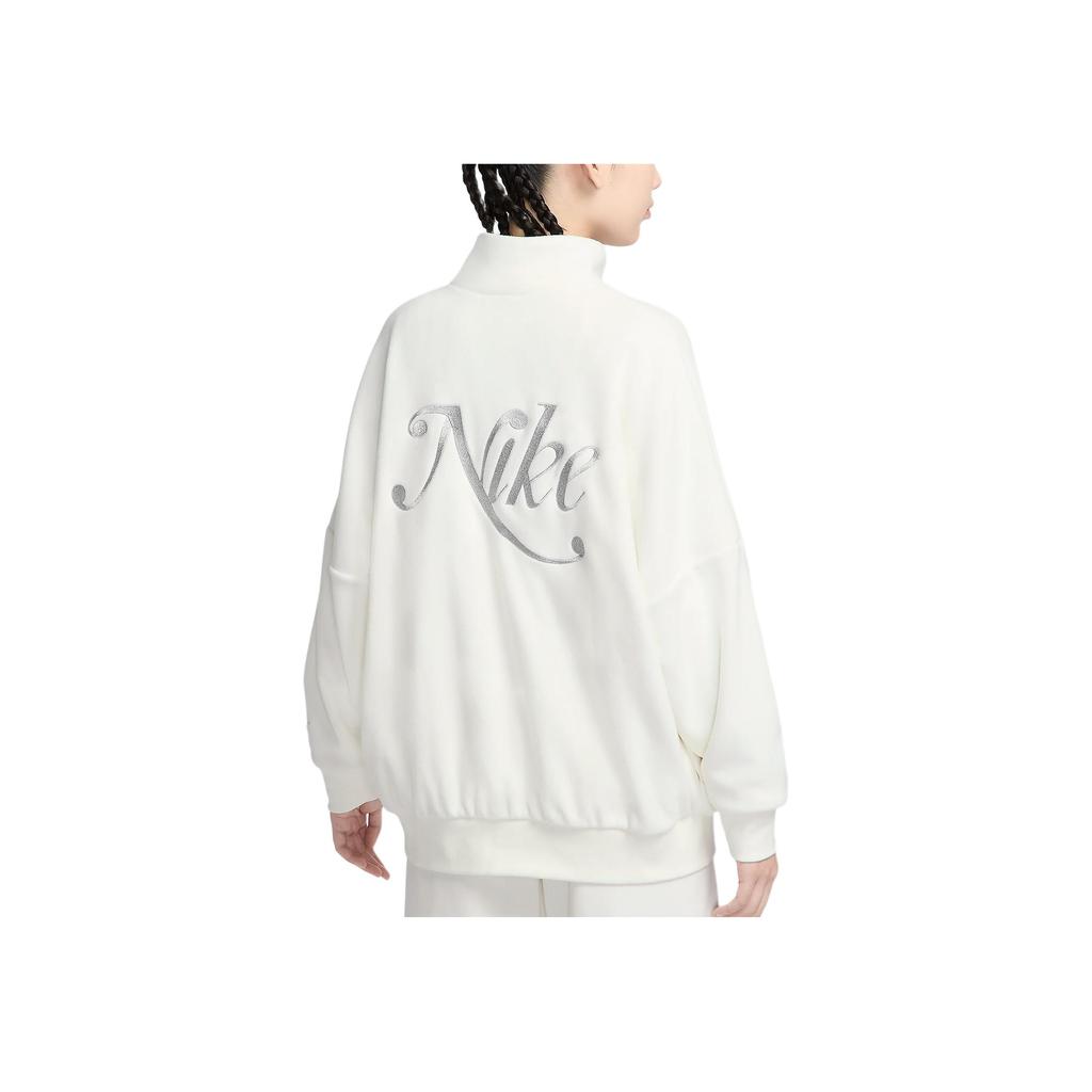 Nike Sportswear Comfortable Retro Sports Stand Collar Zip Jacket Women Jackets Sail-White HQ7977-133