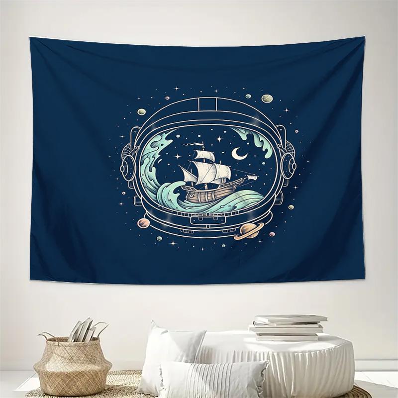Ocean Ship Tapestry Wall Hanging Nautical Decor Coastal Vibes Sea Adventure Beach Theme Home Decor Bedroom Aesthetic Room Divide