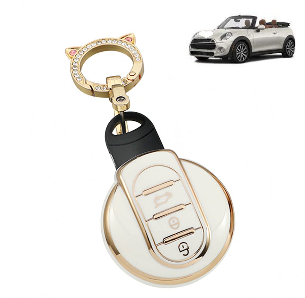 

[Nacalikeey] Чехол для ключа Mini Cooper MINI Crossover F60 MINI Clubman F54 F55 F56 TPU cat ears белый