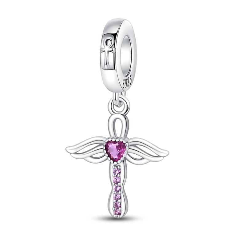925 Silver Guardian Angel Charms Beads Angel Wings Drunk Angel DIY Bracelet Jewelry Gift for Birthday Lucky