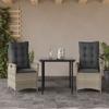 Vidaxl 3-Cz. Garden Furniture Set With Cushions, Grey Rattan Pe