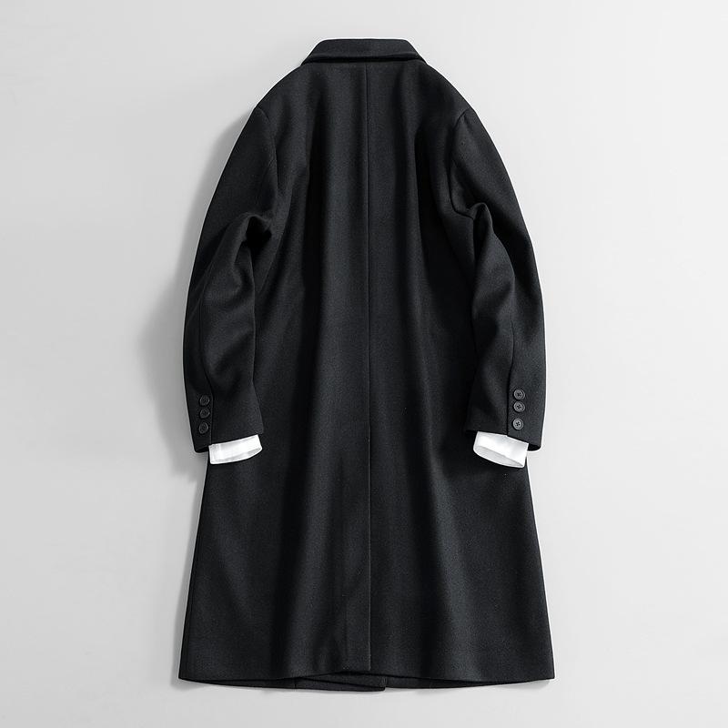 Long Woolen Coat Men's Trench Coat Over the Knee Autumn and Winter New Thickened Jacket Men