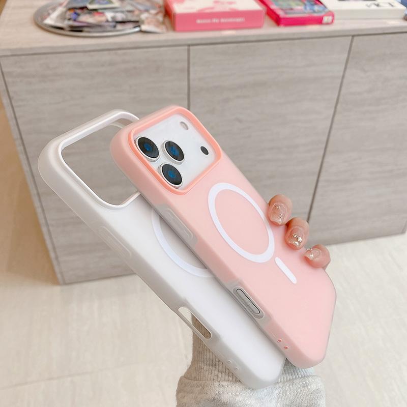 Luxusní barevné 2v1 pouzdro pro iPhone 17 16 15 14 Plus 13 12 Pro Max Magnetické bezdrátové nabíjení Matný měkký kryt pro Magsafe