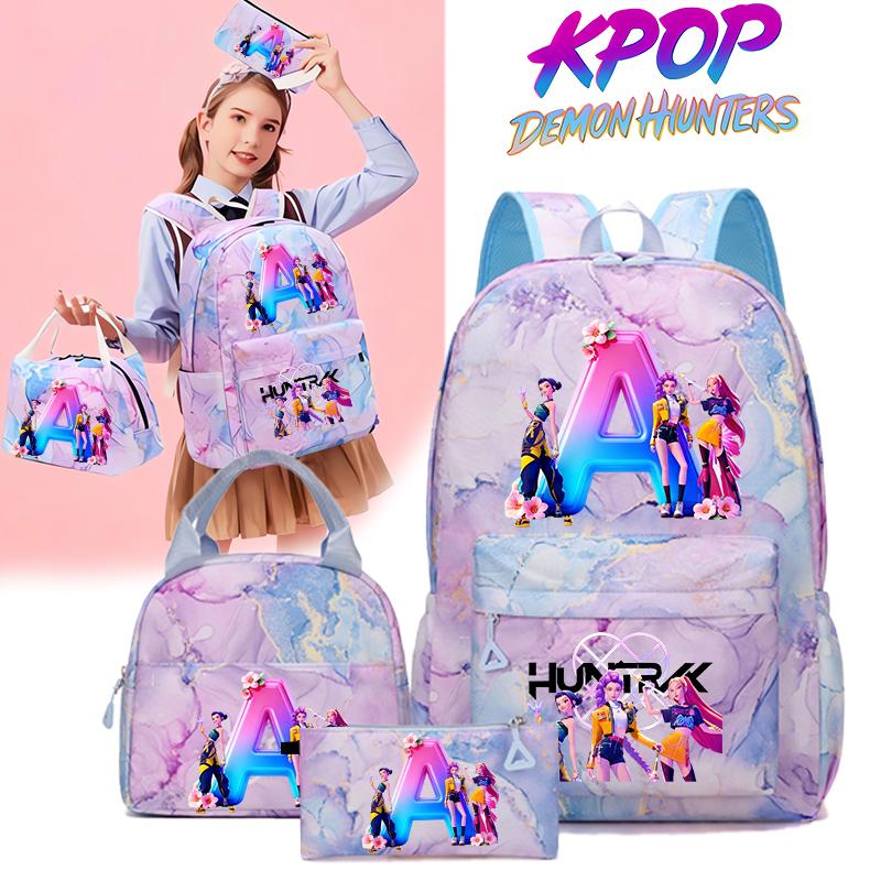 3PCS KPop Demon Hunters Backpack Lunch Bag Set School Bag Pencil Case Girl Back To School Perfect Gift Leisure Mochila Teens Travel Bags