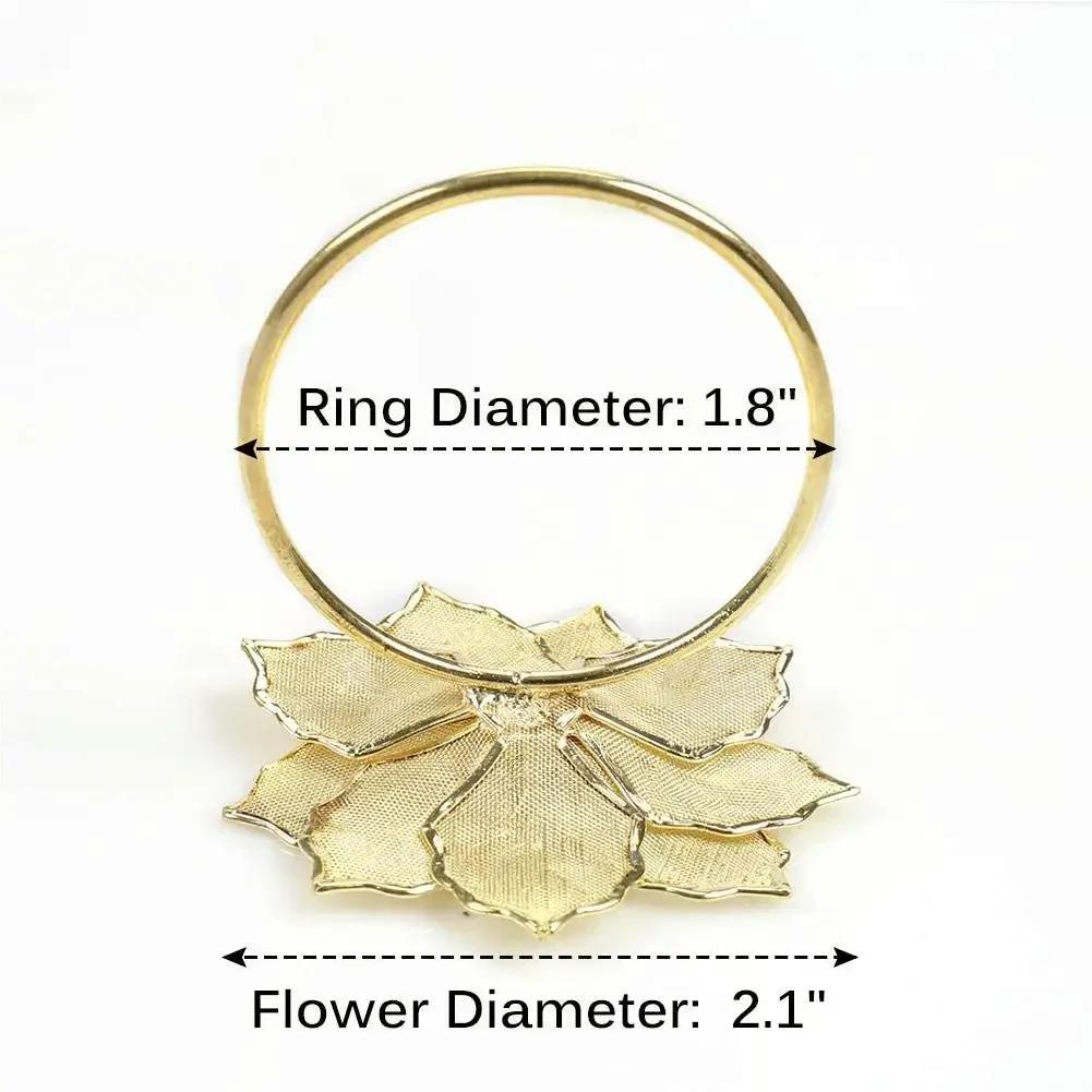 Table Decor Napkin Holder for Wedding Banquet, Dinner Party, Birthdays, Family Gatherings - 6Pcs Hollow Out Flower Napkin Rings