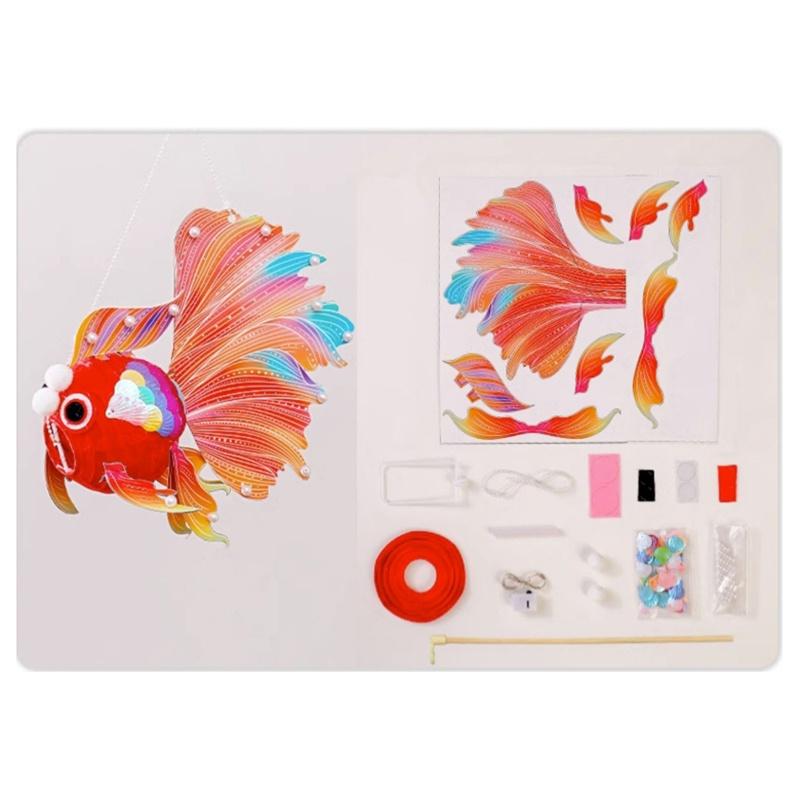 DIY Chinese Style New Year Paper Lanterns Chinese Lanterns Kits Fish-Shaped Handmade With Led Light Chinese New Year Lanterns Other