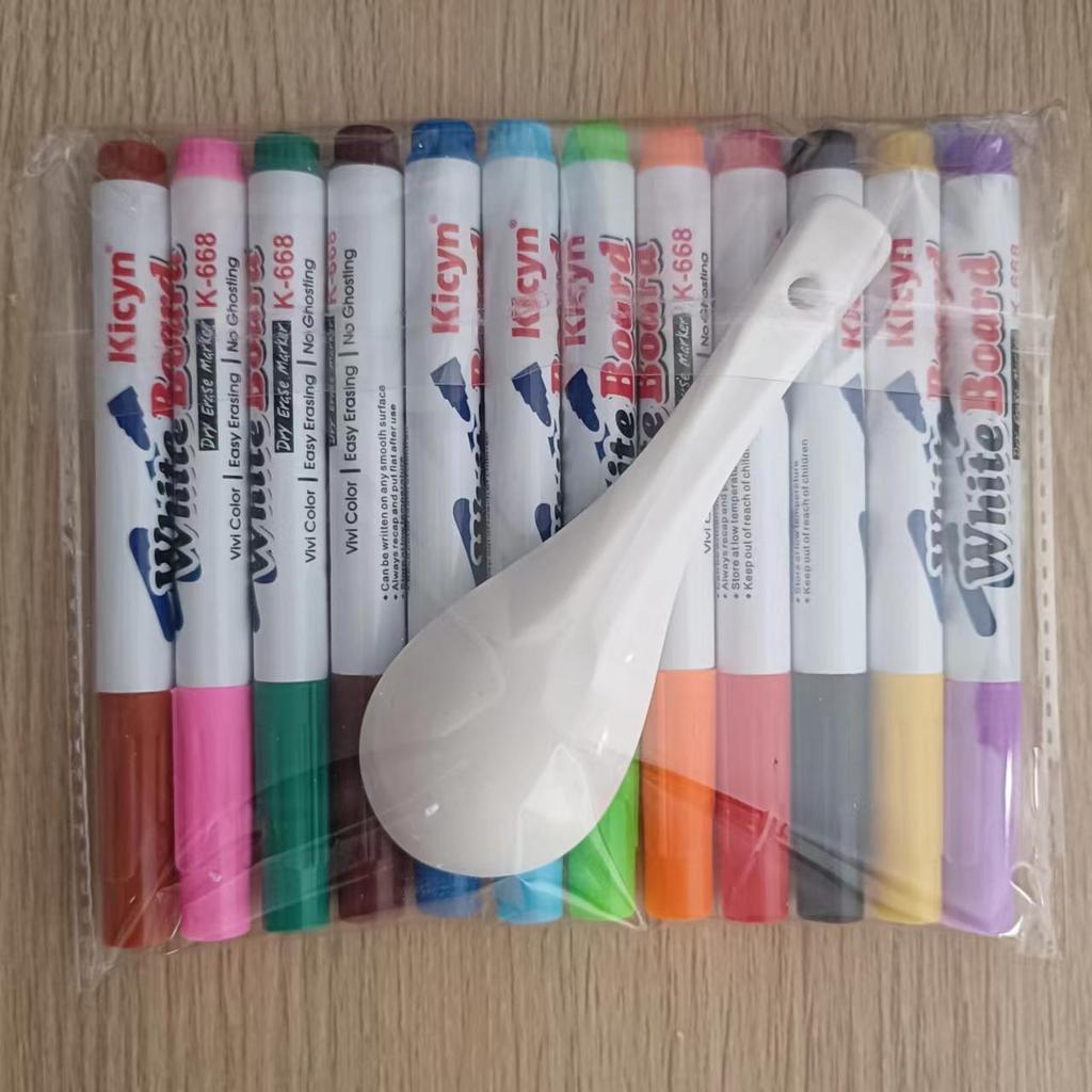 12-Color Erasable Water-Based Whiteboard Markers - Creative, Washable for Students and Offices