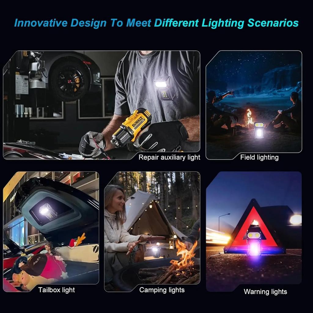 Mini EDC Tactical Flashlight Charging Warning Flash Lights Emergency Power Bank for Working Running Camping Fishing Hiking