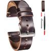 [Hemsut] Leather Watch Band 21mm Horween Soft Leather Vintage Quick Release Tool Heavy Duty Dust Buckle Brown 21MM