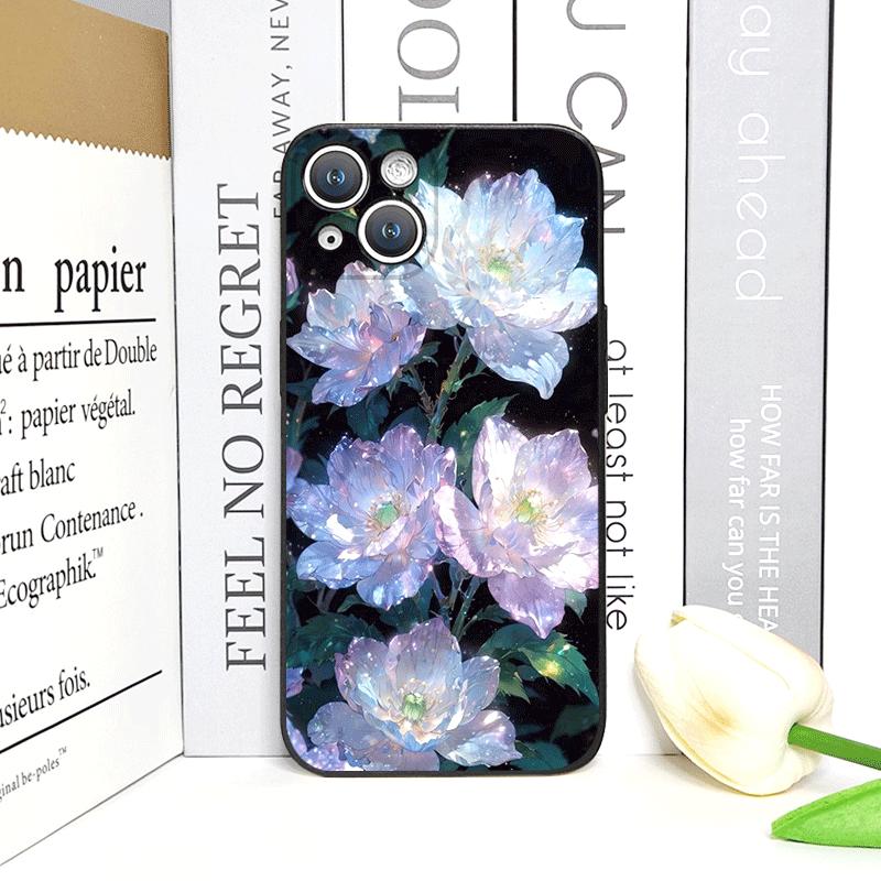 Luxurious White Peony Flower Pattern Phone Case for IPhone 17 16 12 11 14 Plus 13 14 15 Pro Max 12 13 Mini X XSMAX XR Soft Cover
