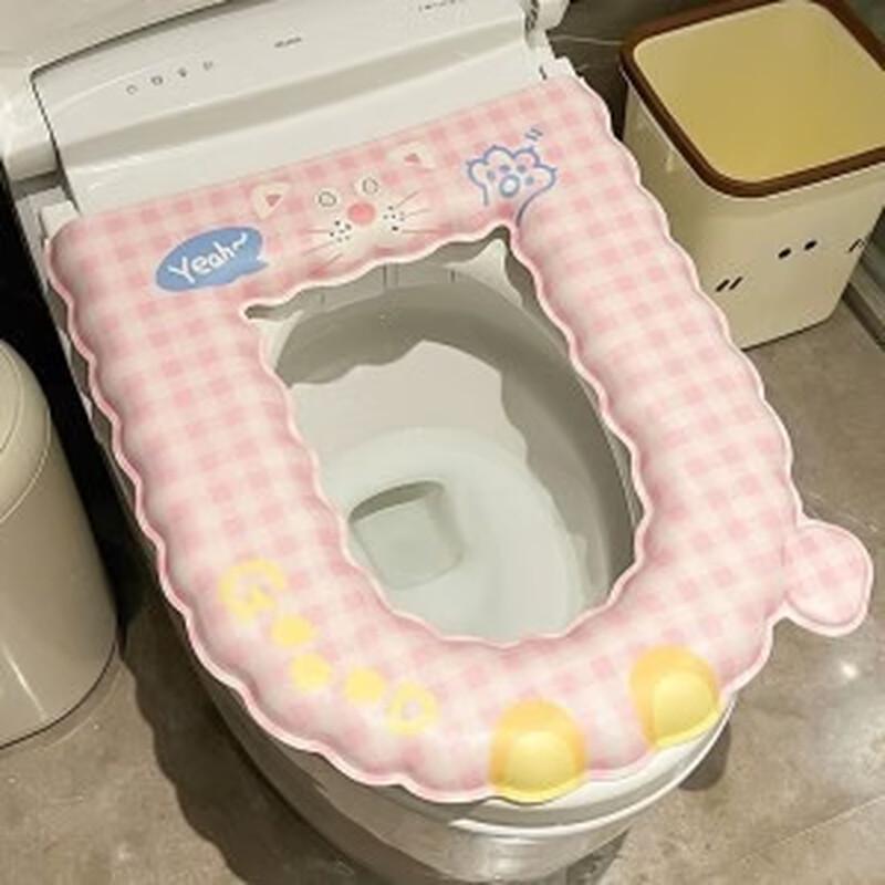 Fumaide Cat Plaid Adhesive Toilet Seat Cushions