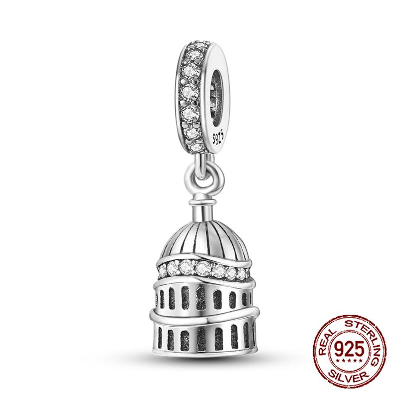 Inlaid Zircon Charm Beads Copper Color Love Heart Snake Dangle Fit Original Bracelet Charms Pendant Jewelry