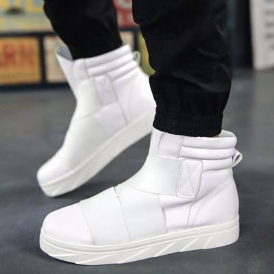 Black British Ankle Boots Men Autumn and Winter High-top Men's Leather Shoes Street Skateboard Sneakers Men Hip Hop Shoes Red