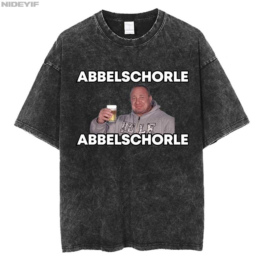 

Markus Rhl Meme Apfelschorle Abbelschorle Oversized T shirt Cotton Vintage Washed Tshirt for men women hiphop streetwear S