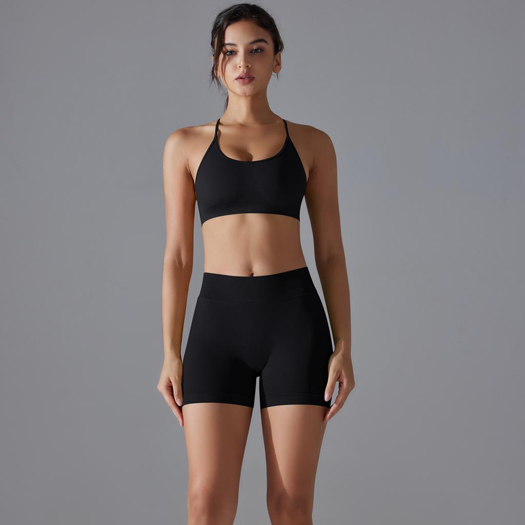 Knitted Peach Hip Lifting Sexy Suspender, Beautiful Back Yoga Shorts, Yoga Fitness Bra Set