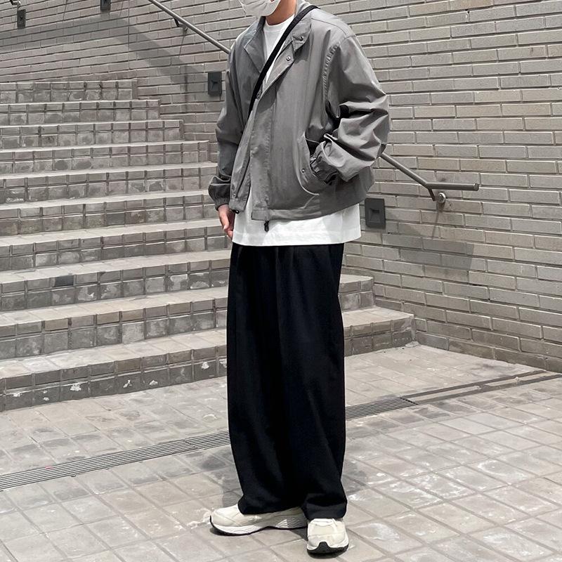 Men's Lapel Jacket Spring and Autumn Korean Style Loose Thin Tops Versatile Jackets Work Jackets