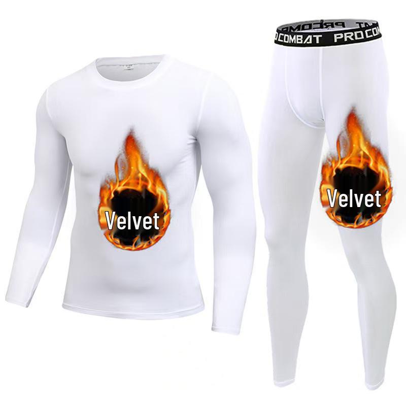 Men's Winter Fitness Set: Quick-Dry, Velvet-Lined Long Sleeve & Pants for Running and Training