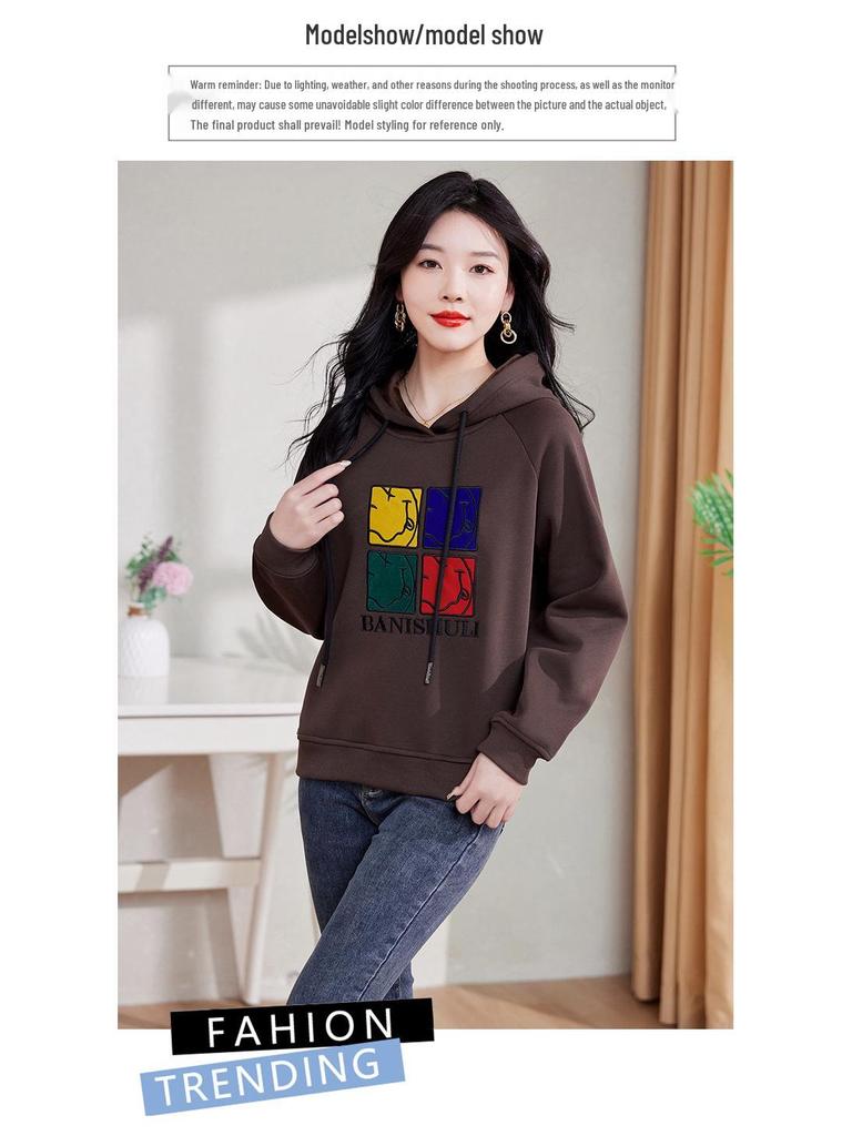 Women's Thickened Fleece Hoodie: 2024 New Autumn/Winter Korean Fashion Loose Fit