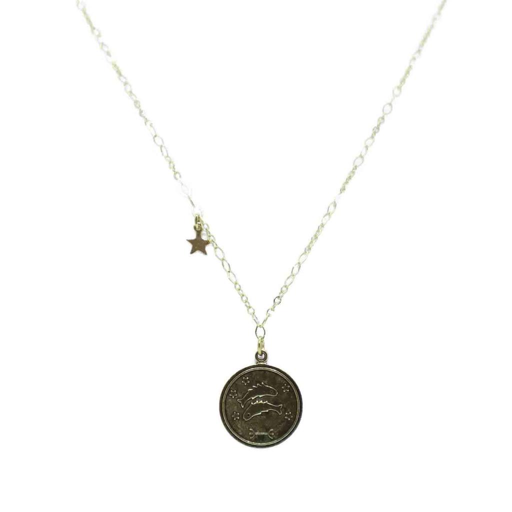 Amano Studio Zodiac Medallion - Pisces Constellation Necklace Jewelry - Gift for Pisces