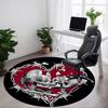 1pc Skull Barbed Wire Design Carpet, Round Non Slip Durable Large Size Office Carpet, Suitable for Office