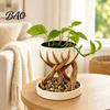 Creative Home Office Decor 3D Printed Tree Root Planter, Bionic Wood Textured Flower Pot with Gift for Gardening Lovers Drainage Hole, Succulent