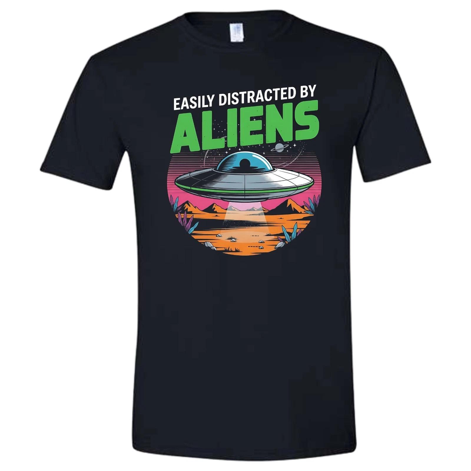 Easily Distracted By Aliens T-Shirt Black 3XL