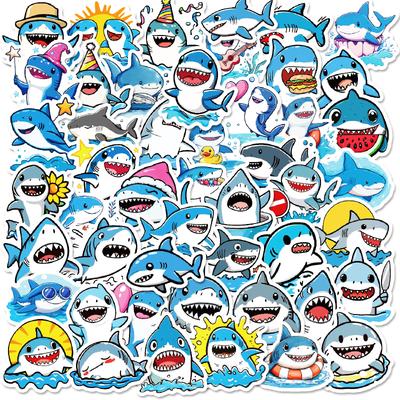 50 Cute Shark Personality Creative Stickers Mobile Phone Notebook Water Cup Luggage Waterproof Stickers