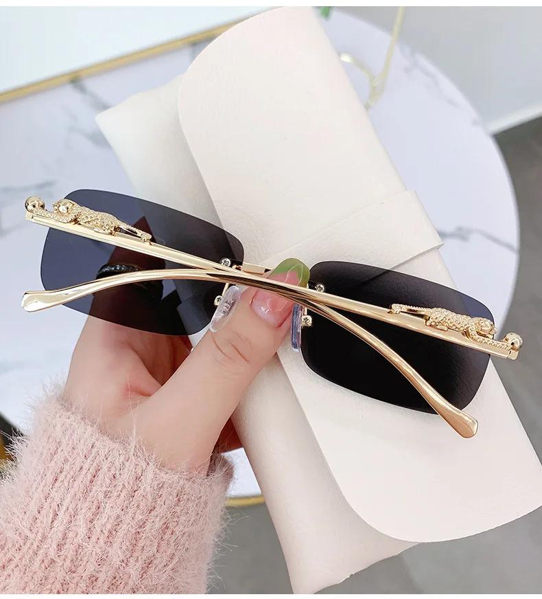 Vintage Square Sunglasses New Small Women Rimless Sun Glasses Shades Luxury Brand Metal Sunglass UV400 Eyewear