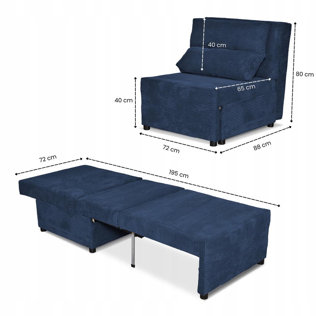 Fold-out Armchair Sleeping Function KIMO Bedding Container Family Furniture Navy Blue
