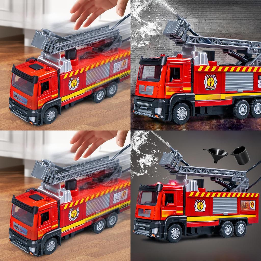 Fire Truck Toy With Water Spray And Inertia Drive For Kids Educational Play